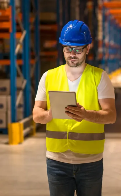 Depoda tablet ile sevkiyat sürecini yöneten operasyon sorumlusu — Operasyon departmanı için KVKK uyum programı Depoda tablet ile sevkiyat sürecini yöneten operasyon sorumlusu