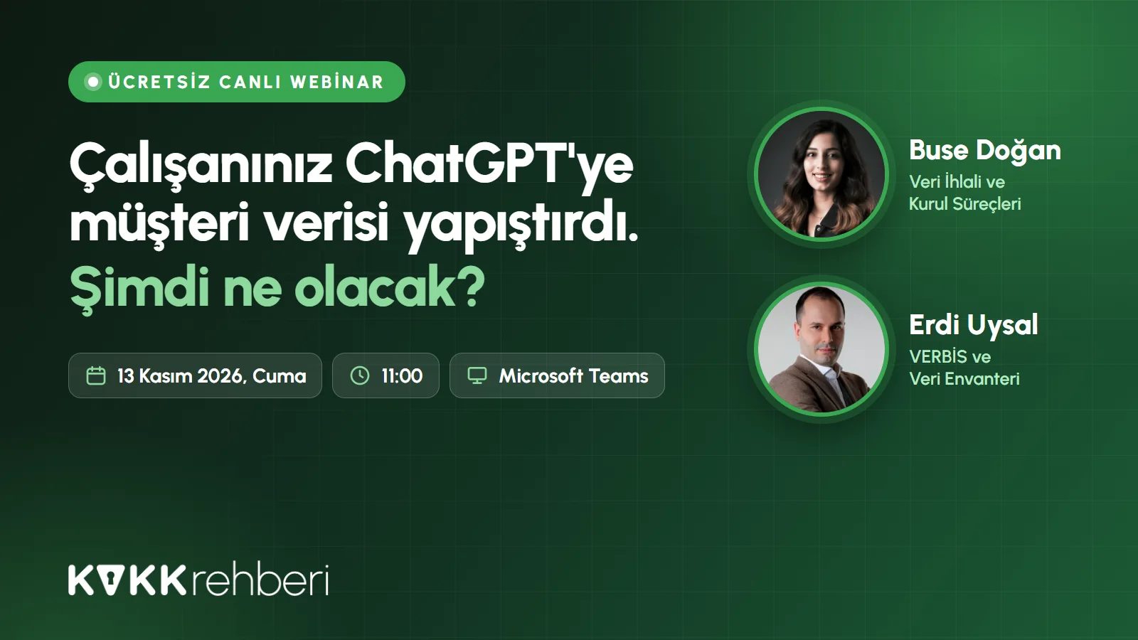 Çalışanınız ChatGPT'ye müşteri verisi yapıştırdı. Şimdi ne olacak? — Webinar — Microsoft Teams Webinar: Çalışanınız ChatGPT'ye müşteri verisi yapıştırdı. Şimdi ne olacak?